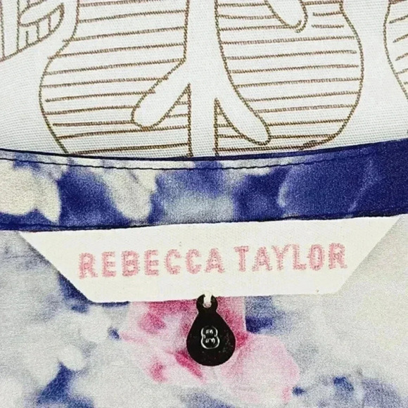 Rebecca Taylor 100% Silk Floral Crewneck Slit Sleeveless Tank Top Size 8 1457 - Picture 4 of 7